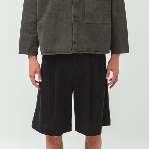 Merely Made Dobby Cotton Wide Cropped Pants Black 25SML281SP-1 19156057 Fit Front Degli Uberti